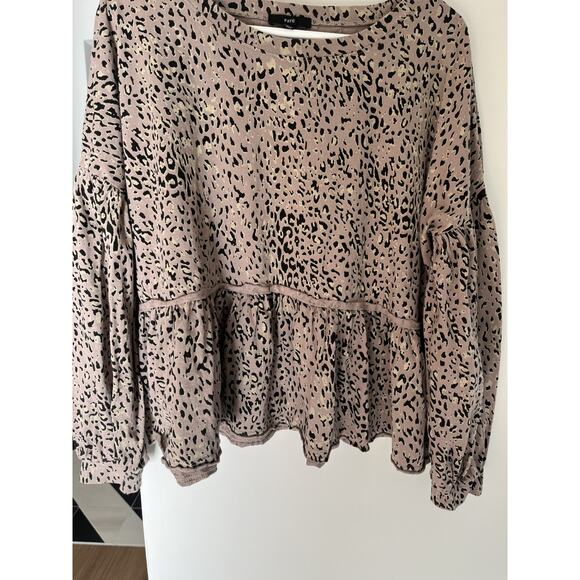 Fate Women's L Baby Doll Animal Print Boho Y2K Ruffle Cotton Top - Picture 1 of 5